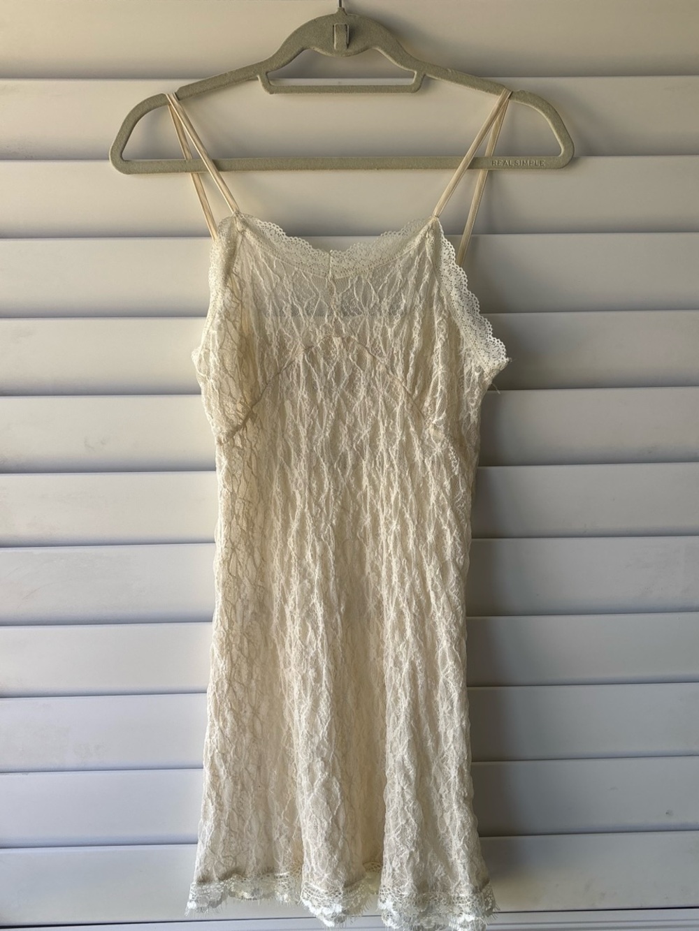 Vintage Cream Romantic Fairy Angel Sheer Lace Slip Dress Size S